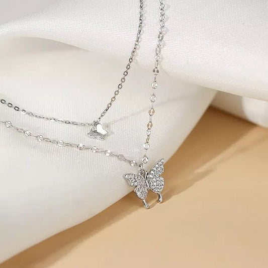 2-Layer Butterfly Necklace for Women
