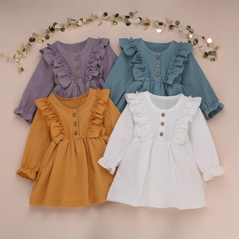 Cute Baby Girls Ruffle Cotton Frock