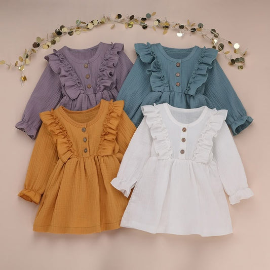 Cute Baby Girls Ruffle Cotton Frock