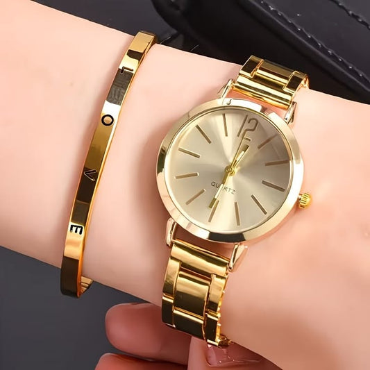 Gold Stainless Steel Cuff Bracelet for Women & Girls