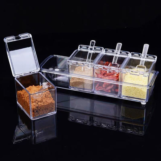 4-in-1 Kitchen Seasoning Box – 4 Compartment Spice Container